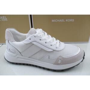 Michael Kors Monroe Trainer Lace Up Sneakers Mk Logo Leather / Mesh White Size 7